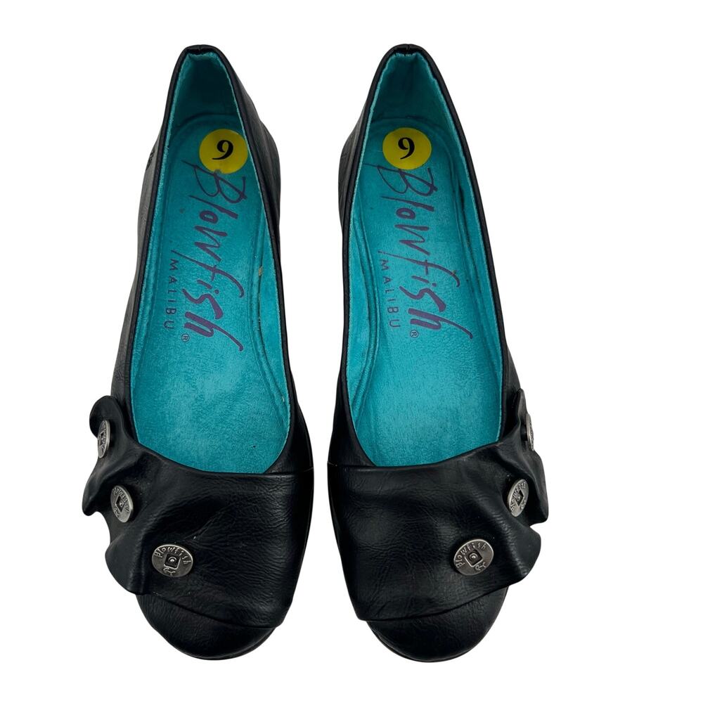 Blowfish Malibu Womens Garden Tuscan Shoes Black ruffle round toe button size 9